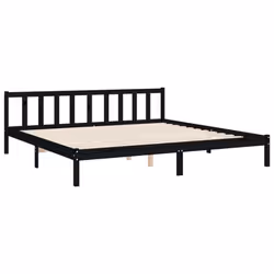 vidaXL Bed Frame Bed Base Platform Bed with Headboard Black Single Solid Wood - black, 200 x 200 cm - Additional view 8