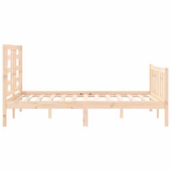vidaXL Bed Frame Bed Base Platform Bed with Headboard Grey Single Solid Wood - brown, 140 x 190 cm - Additional view 6