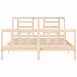 vidaXL Bed Frame Bed Base Platform Bed with Headboard Grey Single Solid Wood - brown, 160 x 200 cm - Additional view 5