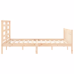 vidaXL Bed Frame Bed Base Platform Bed with Headboard Grey Single Solid Wood - brown, 160 x 200 cm - Additional view 6