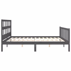 vidaXL Bed Frame Bed Base Platform Bed with Headboard Grey Single Solid Wood - grey, 200 x 200 cm - Additional view 6