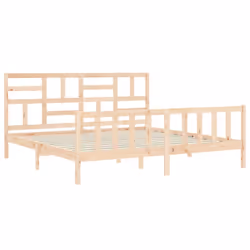 vidaXL Bed Frame Bed Base Wooden Bed with Headboard Super King Size Solid Wood - natural, 180 x 200 cm - Additional view 4