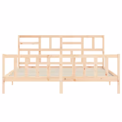 vidaXL Bed Frame Bed Base Wooden Bed with Headboard Super King Size Solid Wood - natural, 180 x 200 cm - Additional view 5