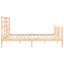 vidaXL Bed Frame Bed Base Wooden Bed with Headboard Super King Size Solid Wood - natural, 180 x 200 cm - Additional view 6