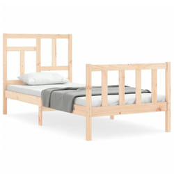 vidaXL Bed Frame Bed Base Wooden Bed with Headboard Super King Size Solid Wood - brown, 90 x 200 cm