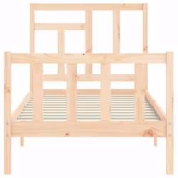 vidaXL Bed Frame Bed Base Wooden Bed with Headboard Super King Size Solid Wood - brown, 90 x 200 cm - Additional view 5