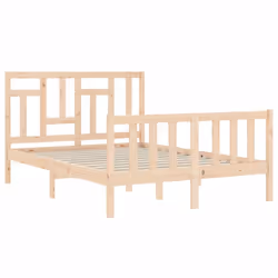 vidaXL Bed Frame Bed Base Wooden Bed with Headboard Super King Size Solid Wood - brown, 140 x 200 cm - Additional view 4