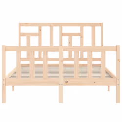 vidaXL Bed Frame Bed Base Wooden Bed with Headboard Super King Size Solid Wood - brown, 140 x 200 cm - Additional view 5