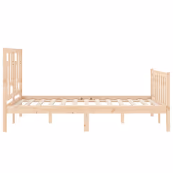 vidaXL Bed Frame Bed Base Wooden Bed with Headboard Super King Size Solid Wood - brown, 140 x 200 cm - Additional view 6