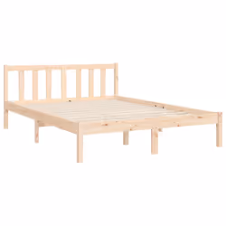 vidaXL Bed Frame Bed Base Wooden Bed with Headboard Super King Size Solid Wood - brown, 140 x 200 cm - Additional view 8