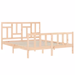 vidaXL Bed Frame Bed Base Wooden Bed with Headboard Super King Size Solid Wood - brown, 160 x 200 cm - Additional view 4