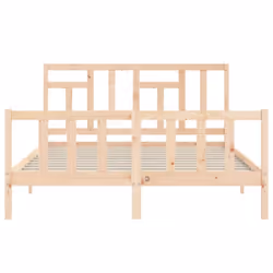 vidaXL Bed Frame Bed Base Wooden Bed with Headboard Super King Size Solid Wood - brown, 160 x 200 cm - Additional view 5