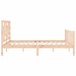 vidaXL Bed Frame Bed Base Wooden Bed with Headboard Super King Size Solid Wood - brown, 160 x 200 cm - Additional view 6