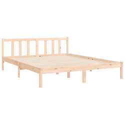 vidaXL Bed Frame Bed Base Wooden Bed with Headboard Super King Size Solid Wood - brown, 160 x 200 cm - Additional view 8