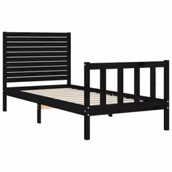 vidaXL Bed Frame Platform Bed with Headboard White Small Double Solid Wood - black, 75 x 190 cm - Additional view 4