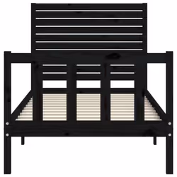 vidaXL Bed Frame Platform Bed with Headboard White Small Double Solid Wood - black, 75 x 190 cm - Additional view 5