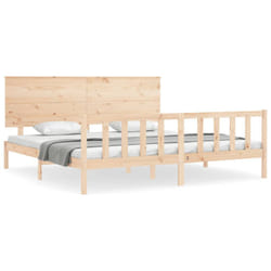 vidaXL Bed Frame Bed Base Wooden Bed with Headboard Super King Size Solid Wood - 180 x 200 cm