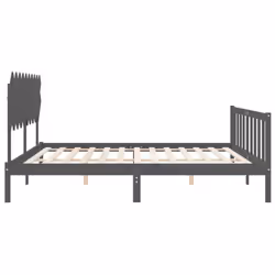 vidaXL Bed Frame Bed Base Platform Bed with Headboard Small Single Solid Wood - grey, 200 x 200 cm - Additional view 6