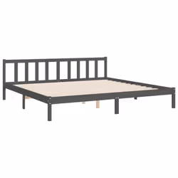 vidaXL Bed Frame Bed Base Platform Bed with Headboard Small Single Solid Wood - grey, 200 x 200 cm - Additional view 8