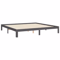 vidaXL Bed Frame Bedroom Platform Bed Mattress Foundation Bedstead Solid Wood - grey, 200 x 200 cm/with headboard - Additional view 8