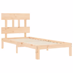 vidaXL Bed Frame Bedroom Platform Bed Wooden Bedstead Bed Base Solid Wood - brown, 90 x 190 cm - Additional view 4