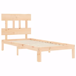 vidaXL Bed Frame Bedroom Platform Bed Wooden Bedstead Bed Base Solid Wood - brown, 90 x 200 cm/with headboard - Additional view 4