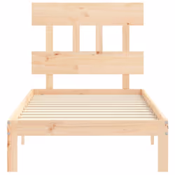 vidaXL Bed Frame Bedroom Platform Bed Wooden Bedstead Bed Base Solid Wood - brown, 90 x 200 cm/with headboard - Additional view 5