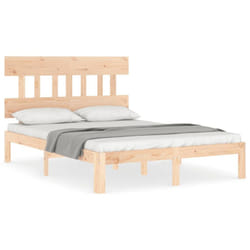 vidaXL Bed Frame Bedroom Platform Bed Wooden Bedstead Bed Base Solid Wood - brown, 140 x 200 cm/with headboard