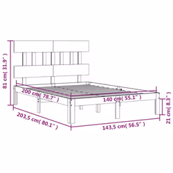 vidaXL Bed Frame Bedroom Platform Bed Wooden Bedstead Bed Base Solid Wood - brown, 140 x 200 cm/with headboard