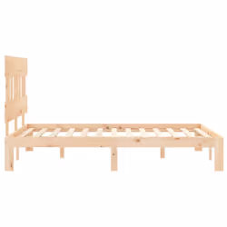 vidaXL Bed Frame Bedroom Platform Bed Wooden Bedstead Bed Base Solid Wood - brown, 140 x 200 cm/with headboard - Additional view 6