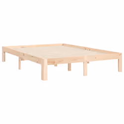 vidaXL Bed Frame Bedroom Platform Bed Wooden Bedstead Bed Base Solid Wood - brown, 140 x 200 cm/with headboard - Additional view 8