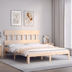 vidaXL Bed Frame Bedroom Platform Bed Wooden Bedstead Bed Base Solid Wood - brown, 160 x 200 cm