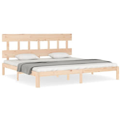 vidaXL Bed Frame Bedroom Platform Bed Wooden Bedstead Bed Base Solid Wood - brown, 180 x 200 cm/with headboard