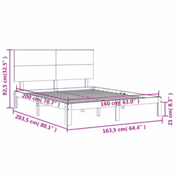 vidaXL Bed Frame Bed Base with Headboard Platform Bed 160x200 cm Solid Wood