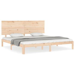 vidaXL Bed Frame Bed Base Wooden Bed with Headboard Super King Size Solid Wood - 180 x 200 cm