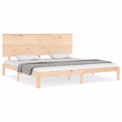 vidaXL Bed Frame Bed Base Platform Bed with Headboard White Single Solid Wood - brown, 200 x 200 cm