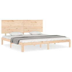 vidaXL Bed Frame Bed Base Platform Bed with Headboard White Single Solid Wood - brown, 200 x 200 cm