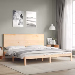vidaXL Bed Frame Bed Base Platform Bed with Headboard White Single Solid Wood - brown, 200 x 200 cm