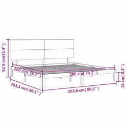 vidaXL Bed Frame Bed Base Platform Bed with Headboard White Single Solid Wood - brown, 200 x 200 cm