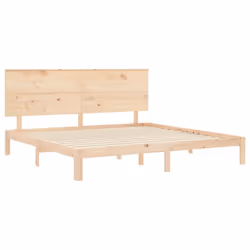 vidaXL Bed Frame Bed Base Platform Bed with Headboard White Single Solid Wood - brown, 200 x 200 cm - Additional view 4