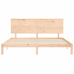 vidaXL Bed Frame Bed Base Platform Bed with Headboard White Single Solid Wood - brown, 200 x 200 cm - Additional view 5