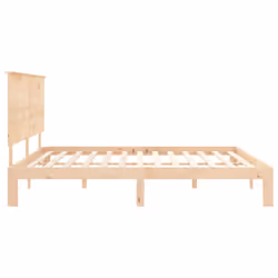 vidaXL Bed Frame Bed Base Platform Bed with Headboard White Single Solid Wood - brown, 200 x 200 cm - Additional view 6