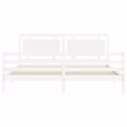 vidaXL Bed Frame Bed Base Platform Bed with Headboard Black Single Solid Wood - white, 200 x 200 cm - Additional view 5