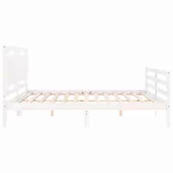 vidaXL Bed Frame Bed Base Platform Bed with Headboard Black Single Solid Wood - white, 200 x 200 cm - Additional view 6