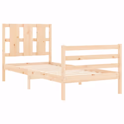vidaXL Bed Frame Bed Base Platform Bed with Headboard Small Single Solid Wood - brown, 90 x 200 cm - Additional view 4
