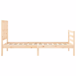 vidaXL Bed Frame Bed Base Platform Bed with Headboard Small Single Solid Wood - brown, 90 x 200 cm - Additional view 5