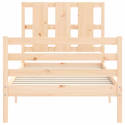 vidaXL Bed Frame Bed Base Platform Bed with Headboard Small Single Solid Wood - brown, 90 x 200 cm - Additional view 6