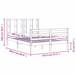 vidaXL Bed Frame Bed Base Platform Bed with Headboard Small Single Solid Wood - brown, 140 x 200 cm - Additional view 3