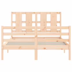 vidaXL Bed Frame Bed Base Platform Bed with Headboard Small Single Solid Wood - brown, 140 x 200 cm - Additional view 6
