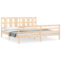 vidaXL Bed Frame Bed Base Platform Bed with Headboard Small Single Solid Wood - brown, 200 x 200 cm